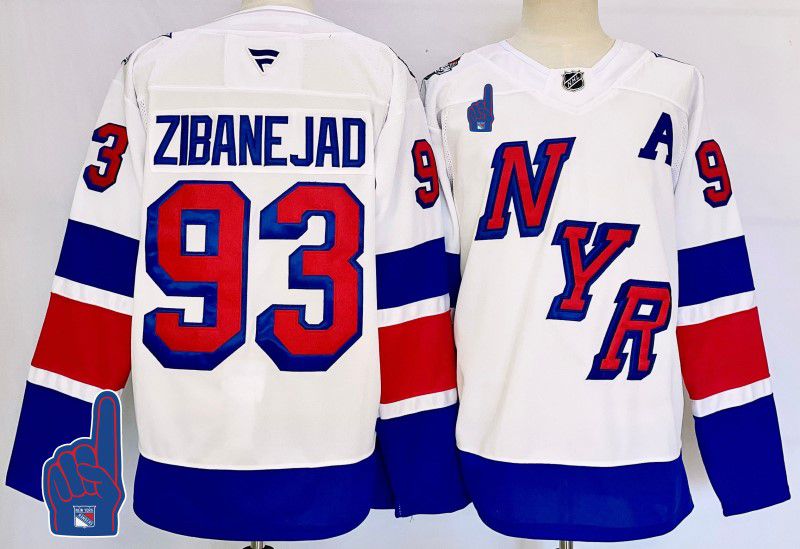 Men New York Rangers #93 Zibanejad White Fanatics 2025 NHL Jersey style 3